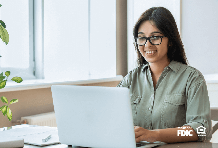 a woman applies for a personal loan online