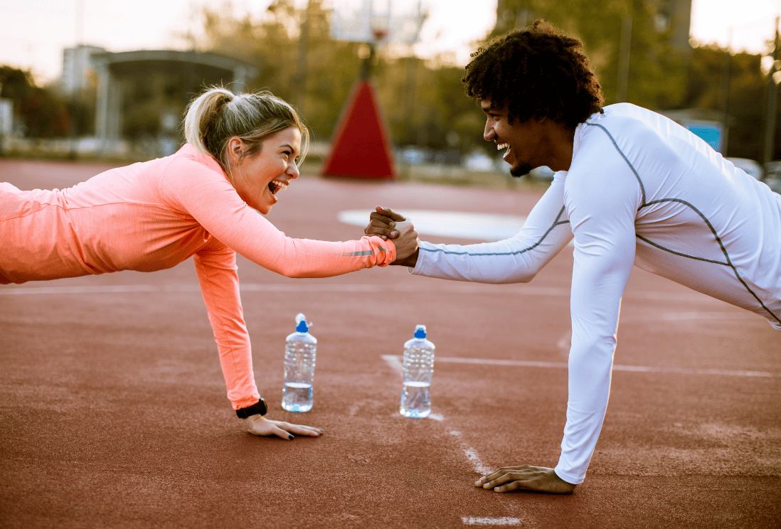 Two partners enjoying the benefits of a joint checking account.