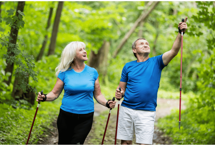 a couple goes hiking in Aurora Colorado