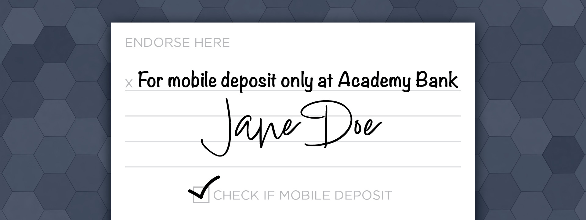 Example of a mobile endorsement on a check for deposit.