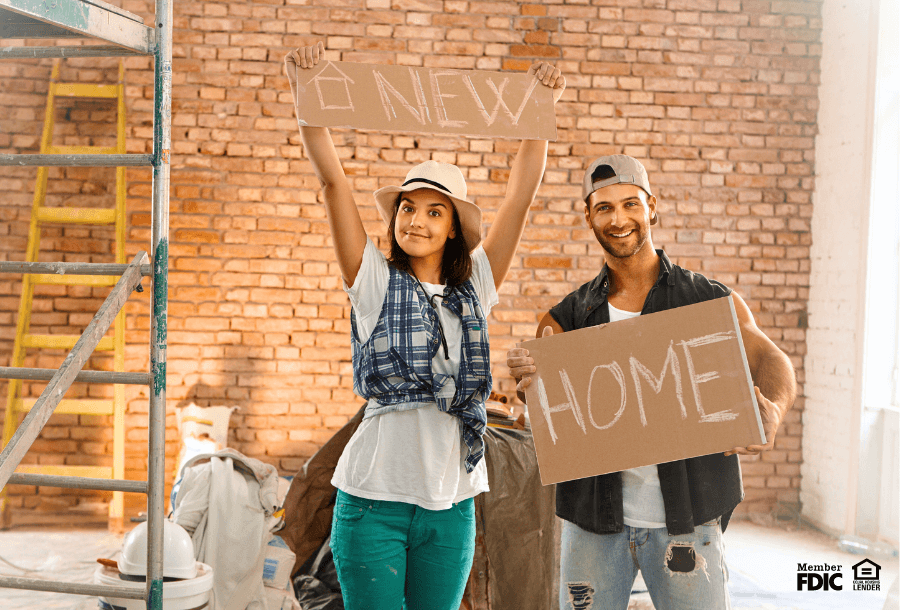 a couple celebrates the new home they are building from the ground up