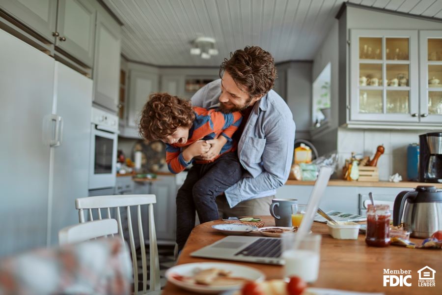 Father and Son in Kitchen