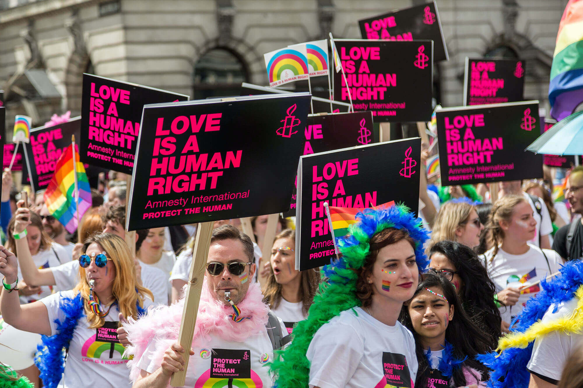 LGBTQ+ activists protest for equal rights during pride month