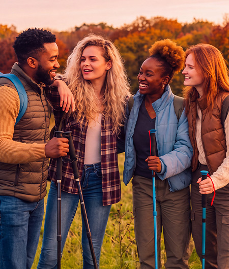 photo of four friends enjoying the outdoors