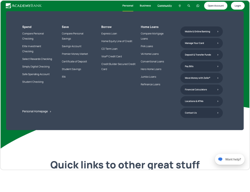 Desktop screenshot of navigation example