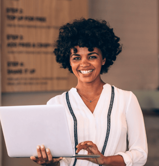 a businesswoman on her laptop