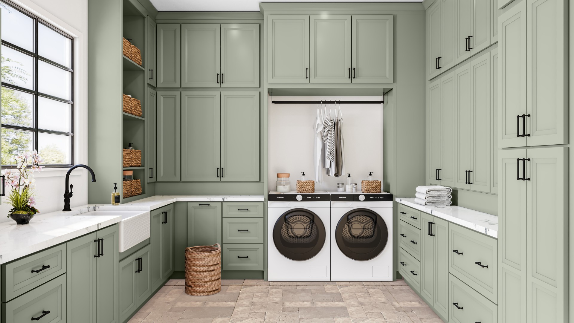 picture of a laundry room remodeling project from CabinetsAndMore.com by Kitchen Renovation