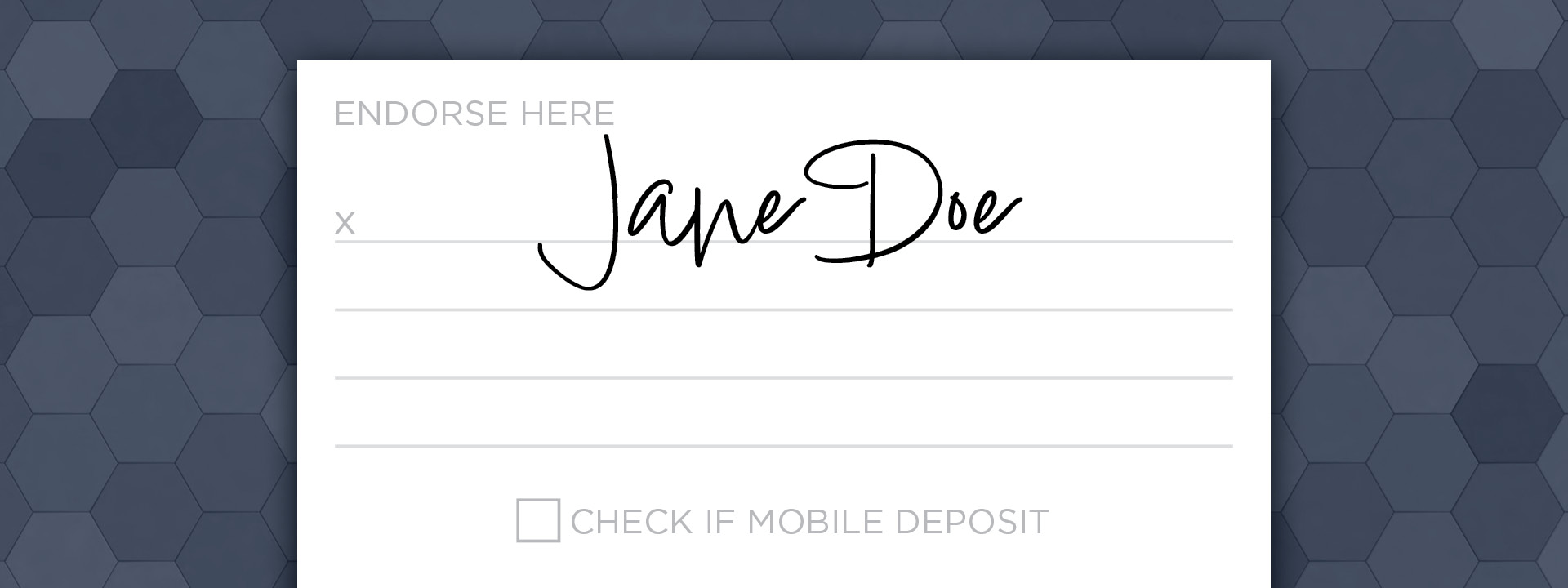 Example of a blank endorsement on a check.