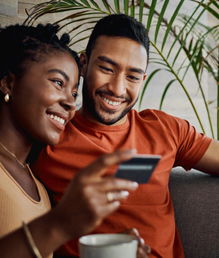 couple using bank card