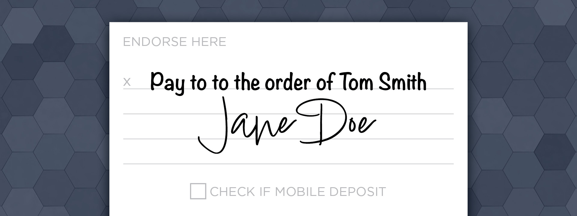 Example of a third-party endorsement on a check