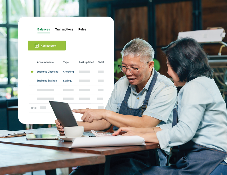 Business owners viewing their business account with Academy Bank and Payments Suite