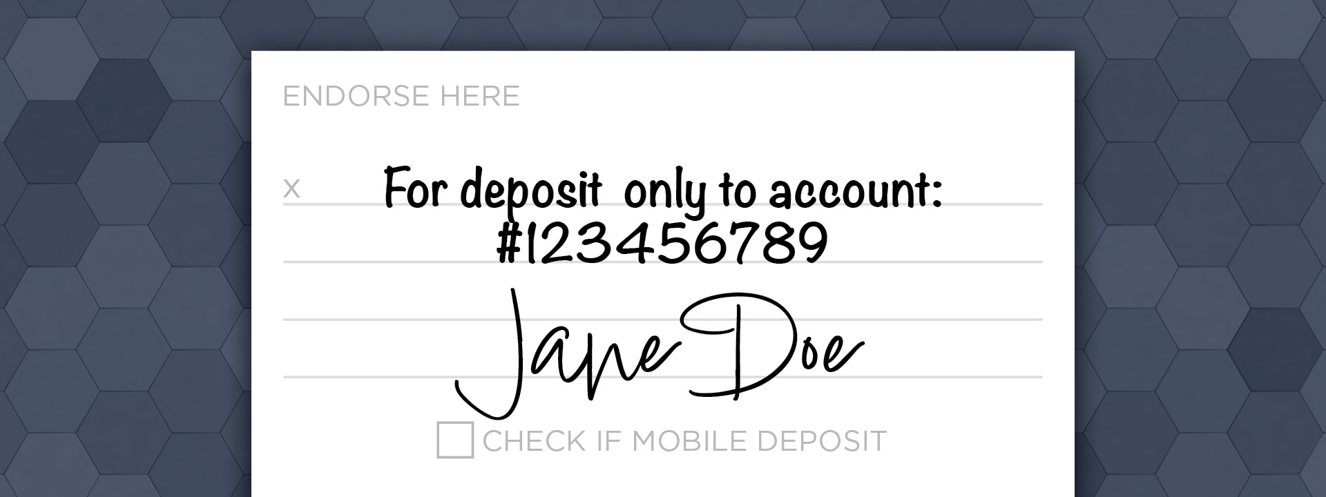 Example of a restrictive endorsement on a check.