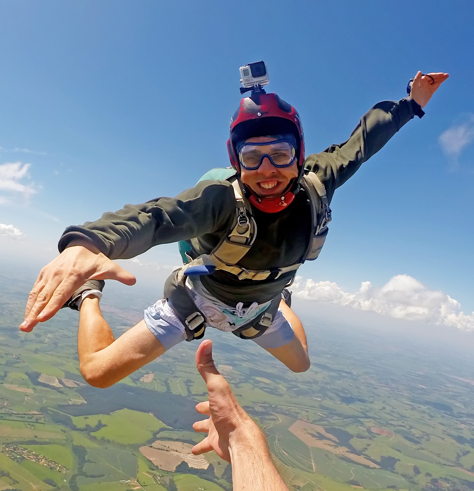 a skydiver falling through the air