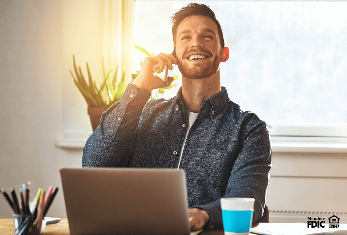 Man feeling relieved after using a cash-out refinance to pay high-interest credit card debt relief.