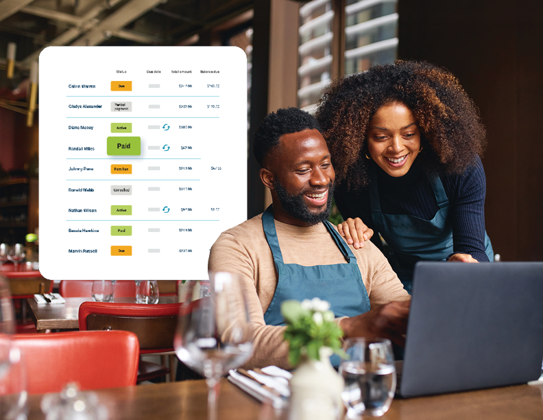 Business owners viewing invoices through their Academy Bank Business Banking account with Payments Suite