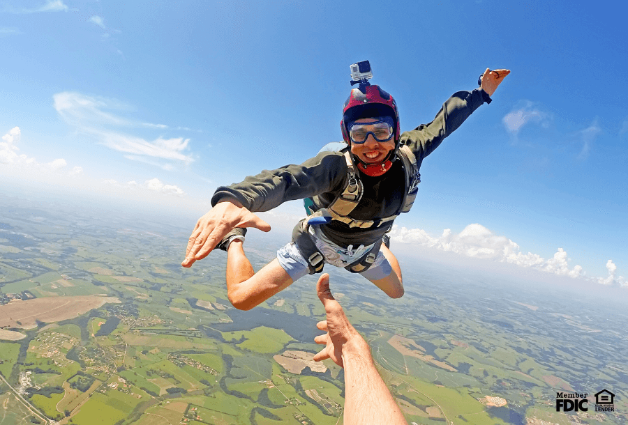 a man falling though the air skydiving
