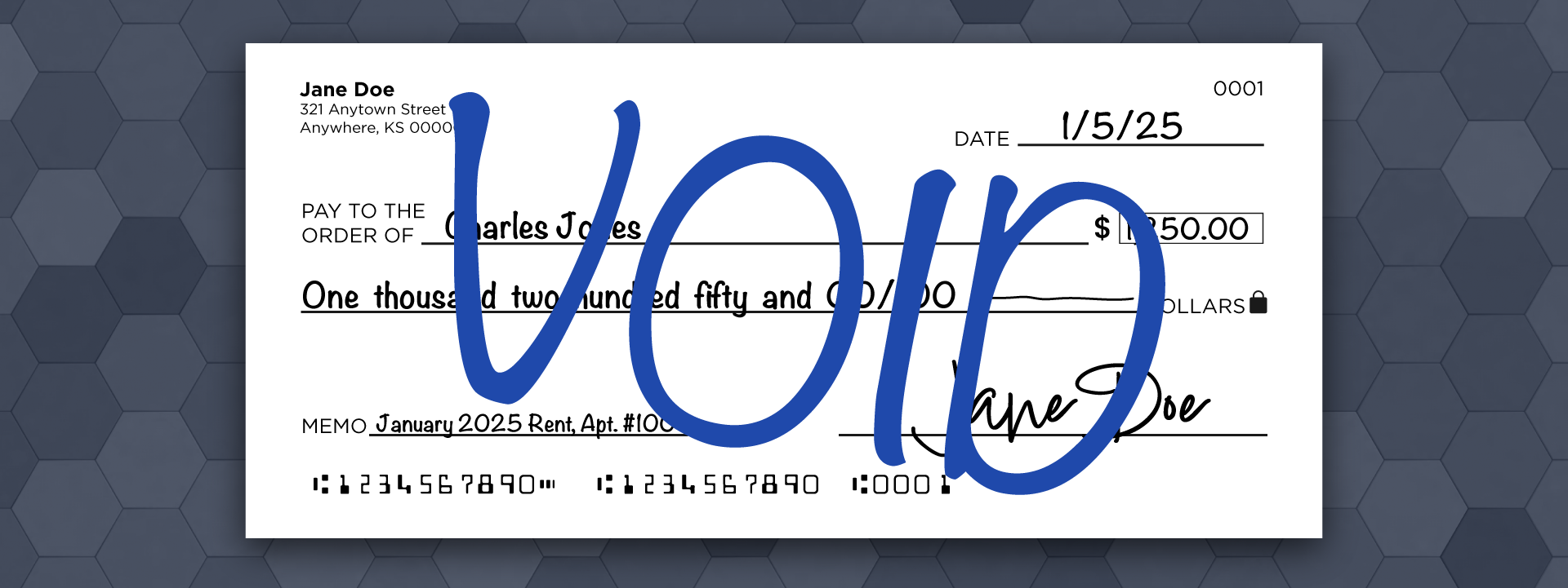 How to void a check example