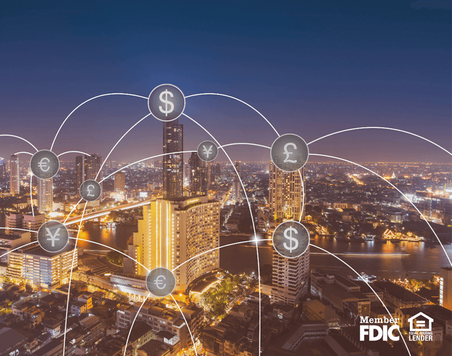 an infographic showing how money travels around a city through treasury management products