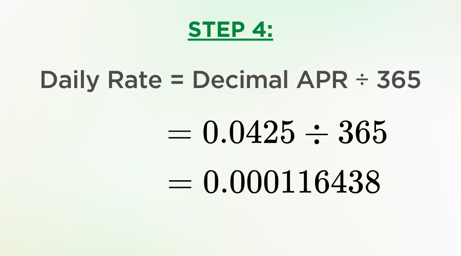 How to calculate daily savings interest rate by dividing the APR by 365