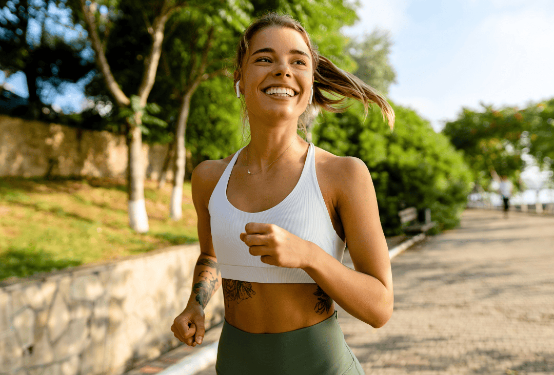 Happy runner thinking about having the best checking account.